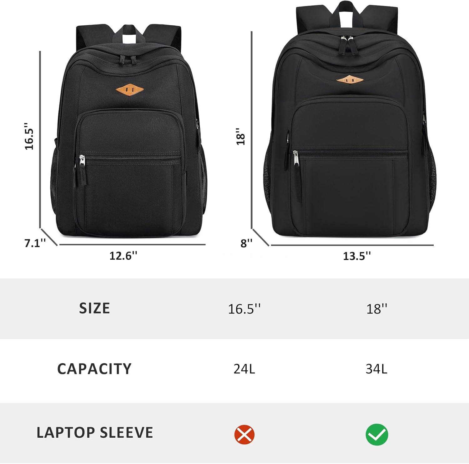Basic Travel Backpack Water Resistant Black - Image 6