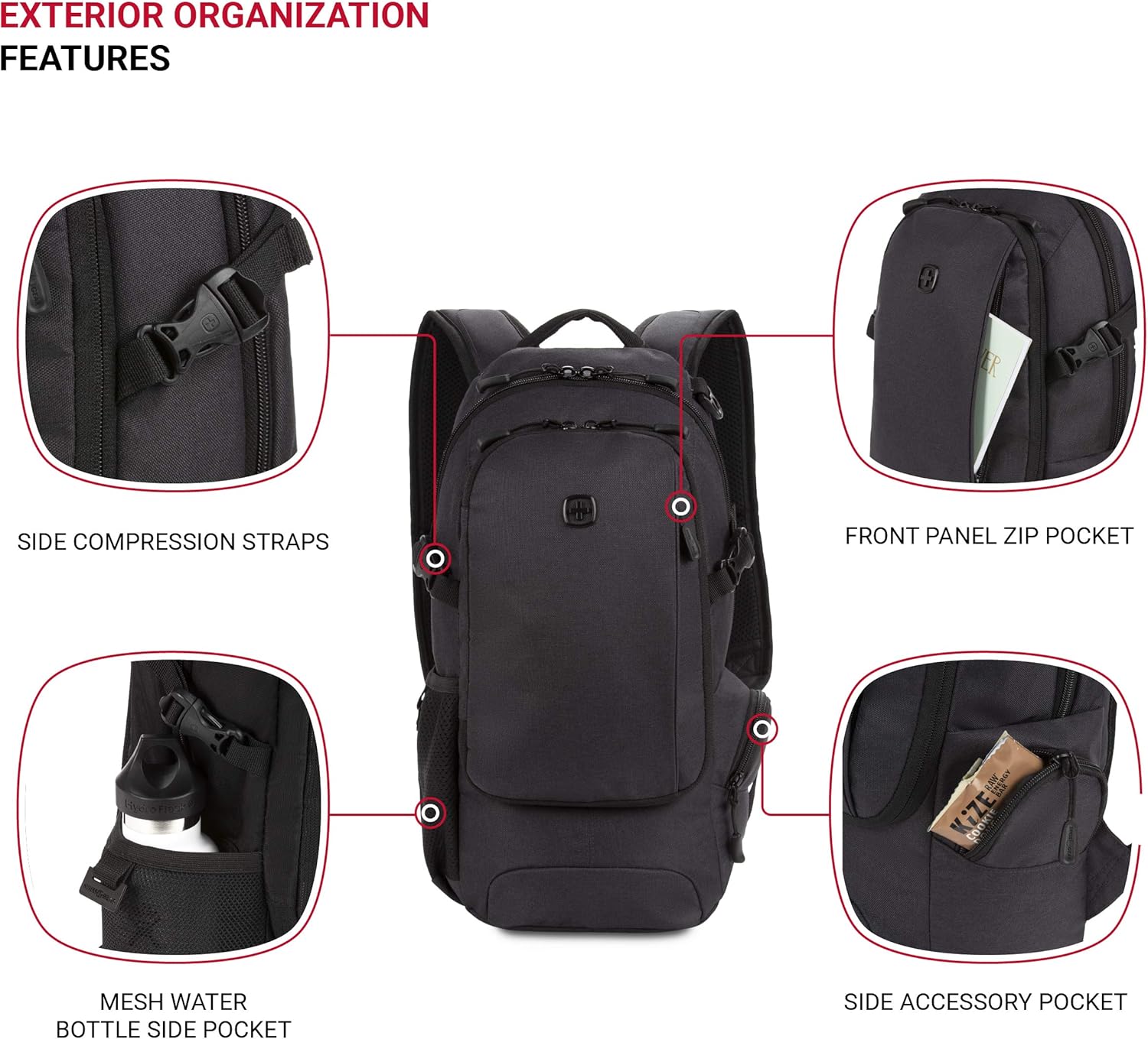 Narrow Daypack Backpack Dark Grey - Image 4