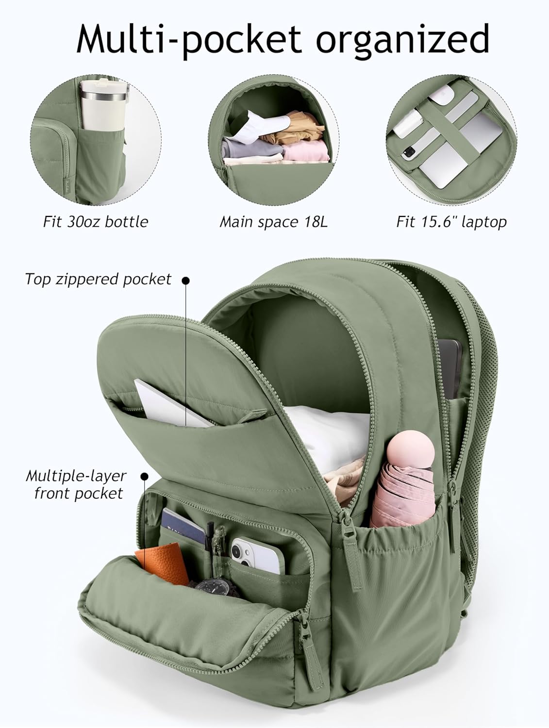 Travel Backpack Water Resistant 15.6 Inch - Image 3