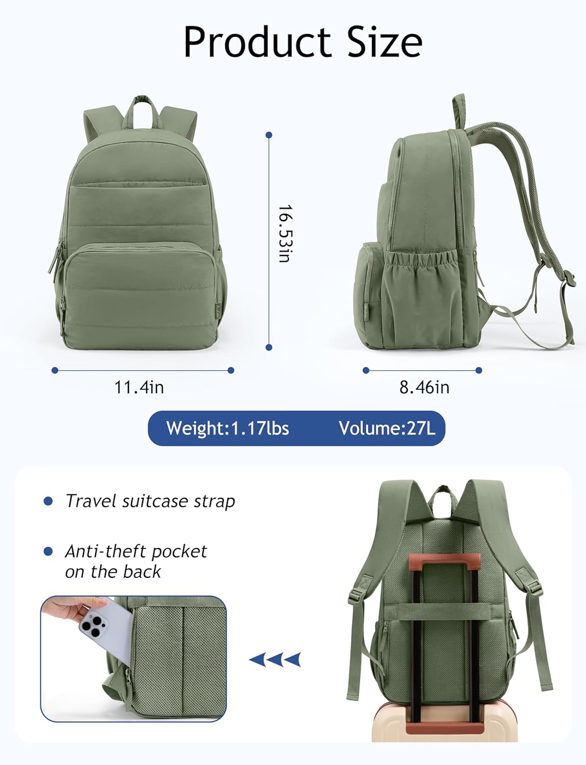 Travel Backpack Water Resistant 15.6 Inch - Image 4