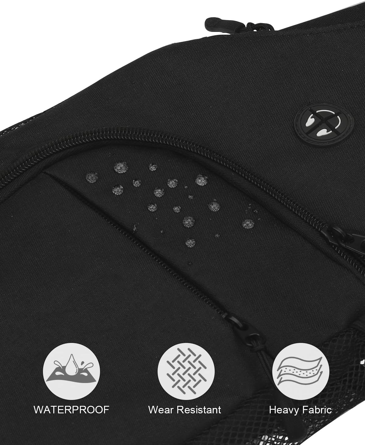 Waterproof Crossbody Sling Bag Black Medium - Image 5
